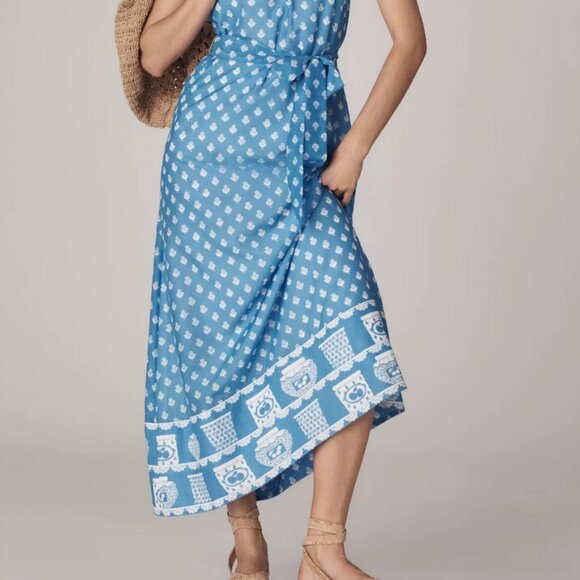 Rachel Antonoff x Anthropologie Rainey Halter Maxi Dress Jam Jars Blue XS NWT - Picture 2 of 5